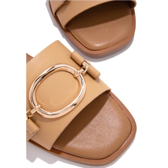 Tan Gold Detailing Slip On Sandal - Picture 3 of 8